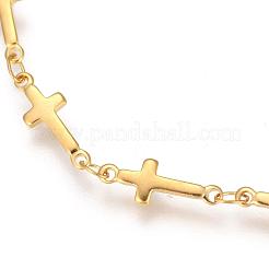 Cross 304 Stainless Steel Link Chain Bracelets&nbsp;BJEW-D397-03G
