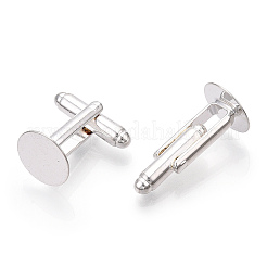 Flat Round Brass Cuff Settings&nbsp;KK-S133-12mm-KP001S