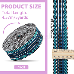 5 Yards Polyester Striped Jacquard Ribbon&nbsp;OCOR-WH0078-287C