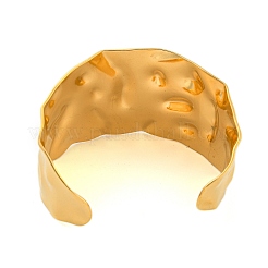 Ion Plating(IP) 304 Stainless Steel Textured Wide Open Cuff Bangles&nbsp;BJEW-S151-01G-01