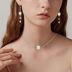 10Pcs Transparent Crackled Glass Cube Connector Charms&nbsp;PALLOY-JF03945