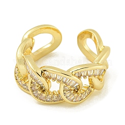 Brass with Cubic Zirconia Open Cuff Rings for Women&nbsp;RJEW-U011-11G