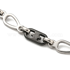 Two Tone 201 Stainless Steel Teardrop & Oval Link Chain Bracelet&nbsp;BJEW-B078-39BP