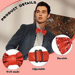 2Pcs Adjustable Sequin Bow Ties&nbsp;AJEW-SP0003-47