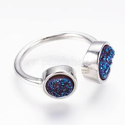 Natural Druzy Agate Cuff Rings&nbsp;RJEW-K017-01P