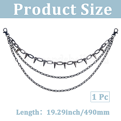 1Pc Unisex Rivet Alloy 3 Layered Waist Chain Belts&nbsp;AJEW-CY0002-26EB