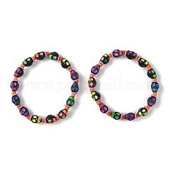 Halloween Skull Acrylic Beaded Stretch Bracelets&nbsp;BJEW-JB14347-01