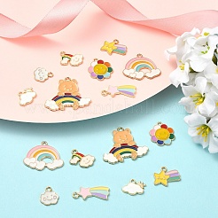 8Pcs 8 Styles Weather Theme Golden Tone Alloy Enamel Pendants&nbsp;ENAM-YW0008-09