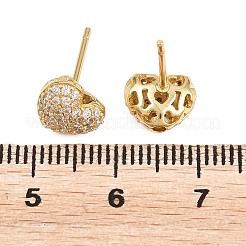Brass Micro Pave Clear Cubic Zirconia Stud Earrings&nbsp;EJEW-G471-31G-03