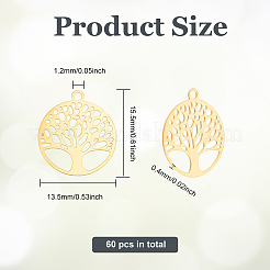 60Pcs Rack Plating 201 Stainless Steel Filigree Pendants&nbsp;STAS-DC0012-59