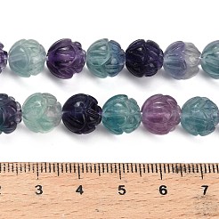 Natural Fluorite Carved Beads Strands&nbsp;G-L634-J04-B02