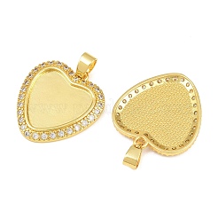 Brass Micro Pave Cubic Zirconia Pendant Cabochon Settings&nbsp;KK-CBA6A75-50A-G