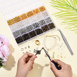 Iron Open Jump Rings & Lobster Claw Clasps & Brass Rings & Iron Beading Tweezers Finding Kits&nbsp;DIY-YW0017-54