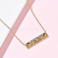 304 Stainless Steel Rhinestone Pendant Necklaces for Women&nbsp;NJEW-B150-01G-01