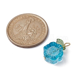 Transparent Glass Flower with Acrylic Leaf Pendant&nbsp;PALLOY-JF02258