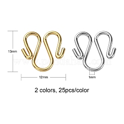 50Pcs 2 Colors 304 Stainless Steel Hook Clasps&nbsp;STAS-CJ0002-12