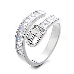 Belt Shaped Brass Micro Pave Clear Cubic Zirconia Cuff Rings&nbsp;FS-WGBAE42-01