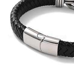 Men's Braided Black PU Leather Cord Bracelets&nbsp;LS-BJEW-K243-19AS
