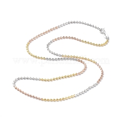 Segmented Multi-color 925 Sterling Silver Ball Chain Necklace for Women&nbsp;NJEW-A014-04