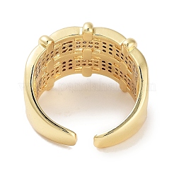 Rack Plating Brass Pave Clear Cubic Zirconia Open Cuff Rings&nbsp;RJEW-M172-09G