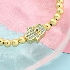 Brass Micro Pave Cubic Zirconia Beads Bracelets for Women&nbsp;BJEW-S158-09G