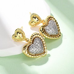 Brass Micro Pave Clear Cubic Zirconia Dangle Earrings&nbsp;EJEW-D322-01G