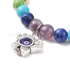 Natural Wood & Mixed Gemstone Round Beaded Stretch Bracelet&nbsp;BJEW-JB08207