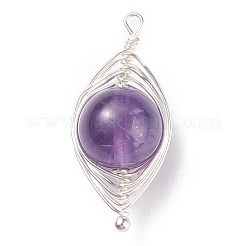 Natural Stone Copper Wire Wrapped Connector Charms&nbsp;PALLOY-JF01377-01