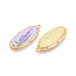 Printed Style 304 Stainless Steel Oval with Flower Pattern Pendants&nbsp;STAS-T071-27E-G