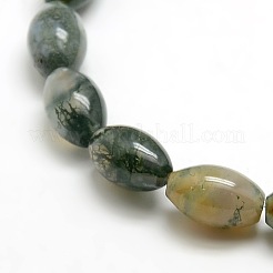 Natural Oval Moss Agate Beads Strands&nbsp;G-P063-01