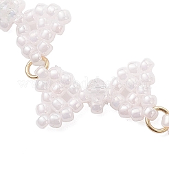 Glass Seed Beads Bowknot Link Bracelets for Women&nbsp;BJEW-MZ00207-03