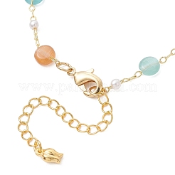 Colorful Cat Eye & Plastic Pearl Beaded Link Bracelets for Women&nbsp;BJEW-JB12971