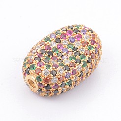 Brass Micro Pave Cubic Zirconia Beads&nbsp;KK-F748-33G