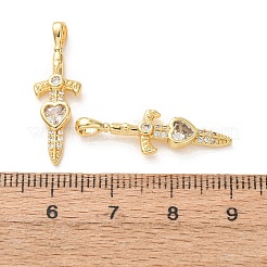 Brass Micro Pave Clear Cubic Zirconia Pendants&nbsp;KK-A304-27A-G