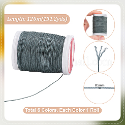 6 Rolls 6 Colors Twisted Waxed Cotton Cords&nbsp;OCOR-PH0036-59