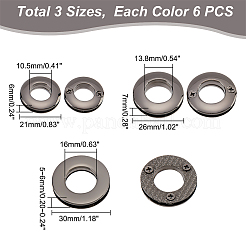 18Pcs 3 Style Alloy Grommet Eyelet Findings&nbsp;FIND-WR0006-18B