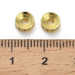 Flat Round Brass Micro Pave Clear Cubic Zirconia Beads&nbsp;KK-A276-08G
