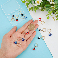 6 Pairs 3 Style Resin Evil Eye Dangle Hoop Earring&nbsp;EJEW-AR0001-05