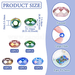 50Pcs 5 Colors Transparent Glass European Beads&nbsp;GPDL-TA0001-05