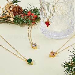 4Pcs 4 Colors Brass Micro Pave Cubic Zirconia Heart Pendant Necklaces Set&nbsp;NJEW-FI0001-58