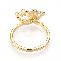 Flower Brass Finger Rings&nbsp;RJEW-N049-01G
