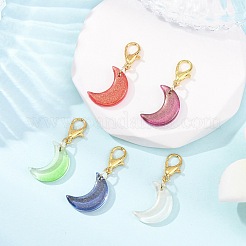 Glass Moon Pendant Decorations&nbsp;HJEW-JM04367-01