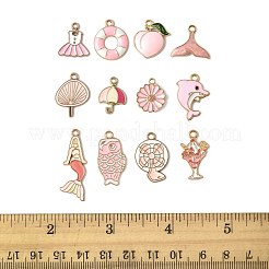 48Pcs 12 Styles Alloy Enamel Pendants&nbsp;ENAM-FS0003-50