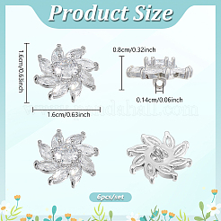 6Pcs Brass Micro Pave Clear Cubic Zirconia Buttons&nbsp;BUTT-NB0001-99