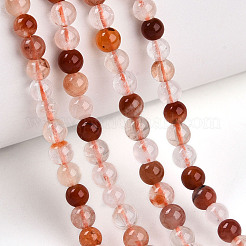 Natural Red Hematoid Quartz Beads Strands&nbsp;G-T140-4mm-01