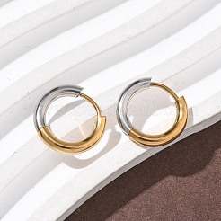 304 Stainless Steel Two Tone Hoop Earrings&nbsp;EJEW-P313-02A-G