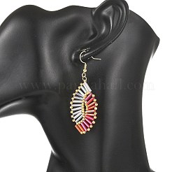 Glass Braided Beads Dangle Earrings&nbsp;EJEW-MZ00746-03