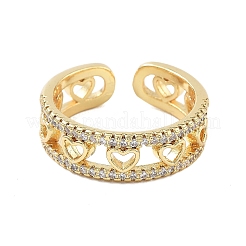 Brass Micro Pave Cubic Zirconia Cuff Rings for Women&nbsp;RJEW-U031-01G
