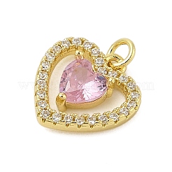 Heart Rack Plating Brass with Cubic Zirconia Pendants&nbsp;KK-Z074-51G
