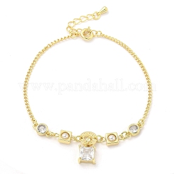 Brass Micro Pave Clear Cubic Zirconia Charm Bracelets for Women&nbsp;BJEW-C083-01B-G